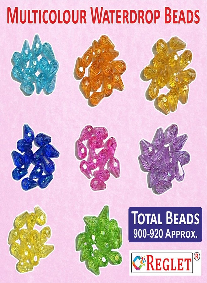 REGLET 920 Pcs Drop Crystal Beads for Jewellery Making Kit, Multicolour Beads for Bracelet Making Kit, Beading, Beadwork, Crafting, Embroidery, DIY Bead Craft, Pearls for Craft - 12mm*8mm, 240g - Image 4